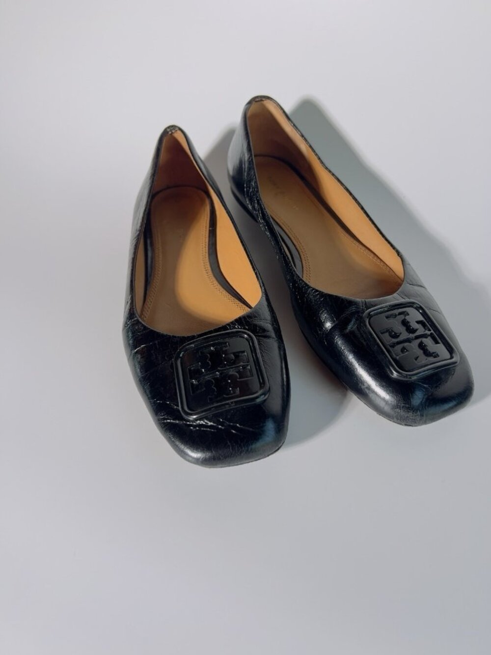 Tory Burch Georgina Leather Ballet Flats Black Size 6.5 M - Picture 3 of 14